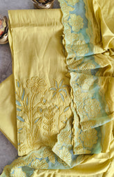 Graceful Modal Suit Set with Organza Embroidery Charm